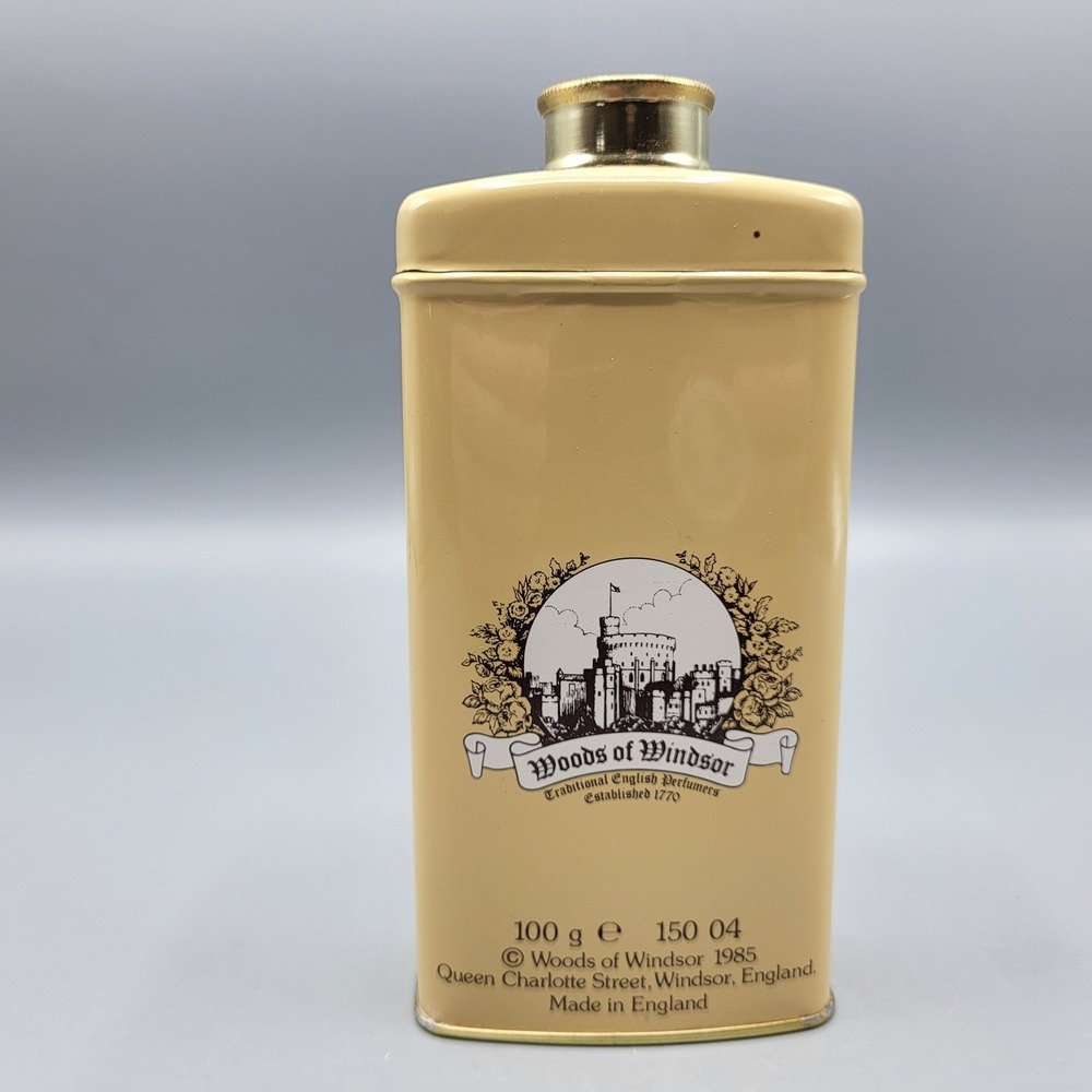 Vintage Woods of Windsor Talcum Powder Tin Honeysuckle Floral England Sealed
